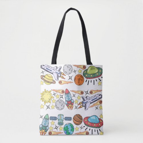 Outer Space Hand_Drawn Vintage Doodles Tote Bag