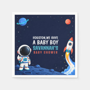 Outer Space Houston Boy Baby Shower Paper Napkins