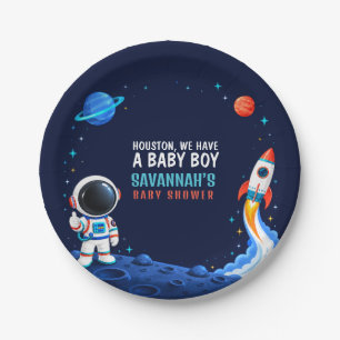 Outer Space Houston Boy Baby Shower Paper Plates