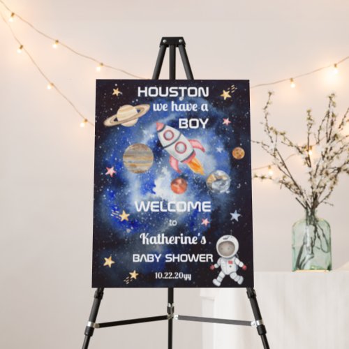 Outer Space Houston We Have a Boy Baby Shower Foam Board