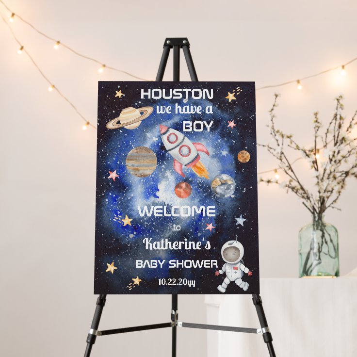 Outer Space Houston We Have a Boy Baby Shower Foam Board Zazzle