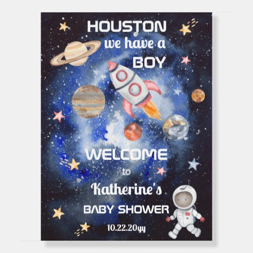 Outer Space Houston We Have a Boy Baby Shower Foam Board Zazzle