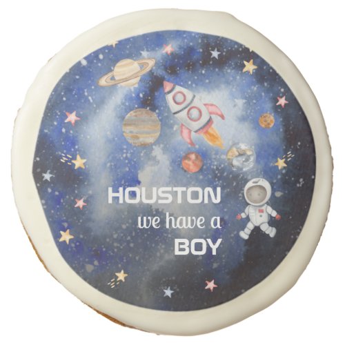 Outer Space Houston We Have a Boy Baby Shower  Sugar Cookie