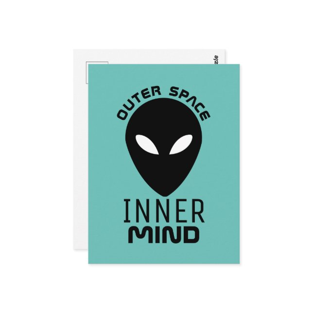 Outer Space Inner Mind, Extraterrestrial Alien Postcard (Front/Back In Situ)