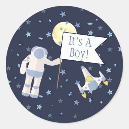 Outer Space  Its A Boy Classic Round Sticker