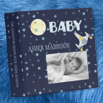 Bunny Blue Stripe Baby Boy Scrapbook Album 3 Ring Binder