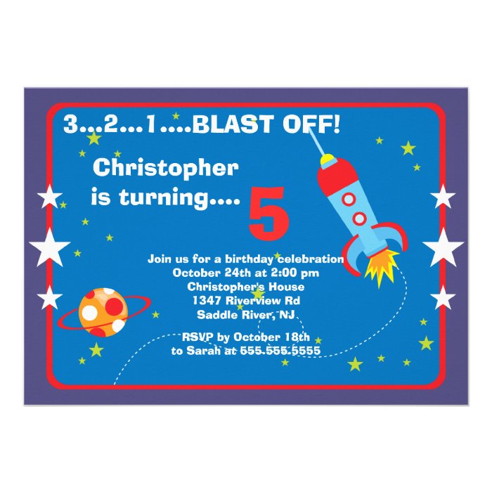 Outer Space Kids Birthday Party Invitation