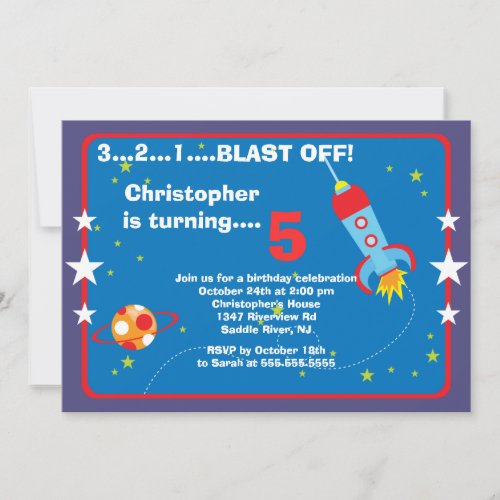 Outer Space Kids Birthday Party Invitation