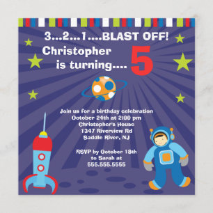 Outer Space Kids Birthday Party Invitation