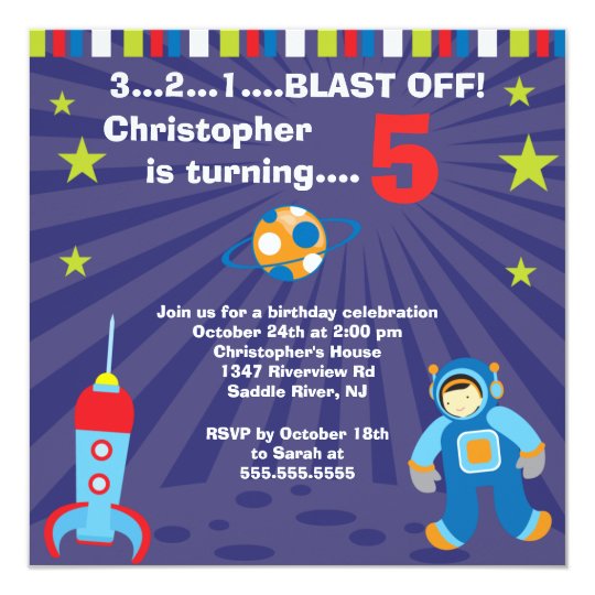 Outer Space Kids Birthday Party Invitation | Zazzle.com