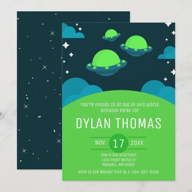 Outer Space Kids Birthday Party Invitation (Front/Back)
