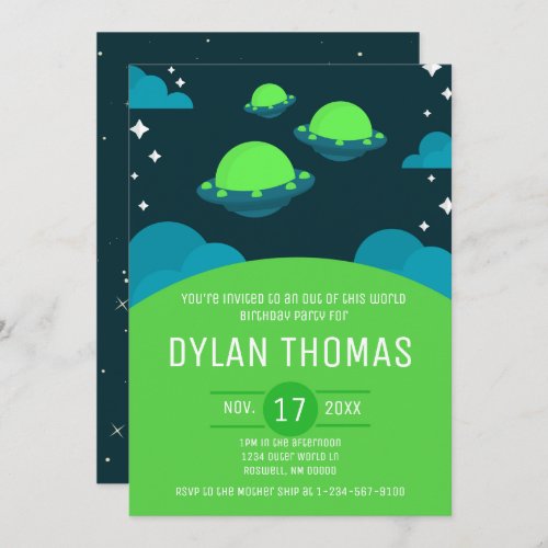 Outer Space Kids Birthday Party Invitation