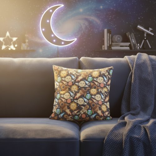 Outer Space Kids Throw Pillow