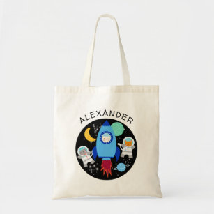 Outer Space Kitten Cat Astronaut Kids Personalized Tote Bag