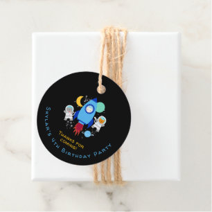 Outer Space Kittens Cat Astronaut Kids Birthday Favor Tags