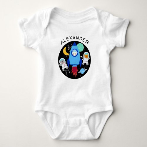 Outer Space Kittens Cat Astronaut Kids Rocket Ship Baby Bodysuit