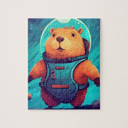 Outer Space Kittens Dog Astronaut Cute Jigsaw Puzzle