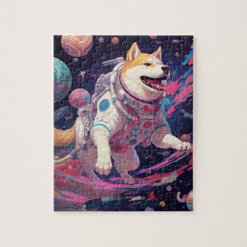 Outer Space Kittens Dog Astronaut Cute Jigsaw Puzzle