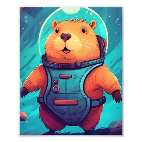 Outer Space Kittens Dog Astronaut Cute Photo Print
