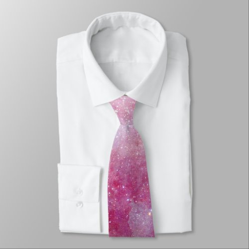 Outer Space Mauve Pink Galactic Starry Sky Neck Tie