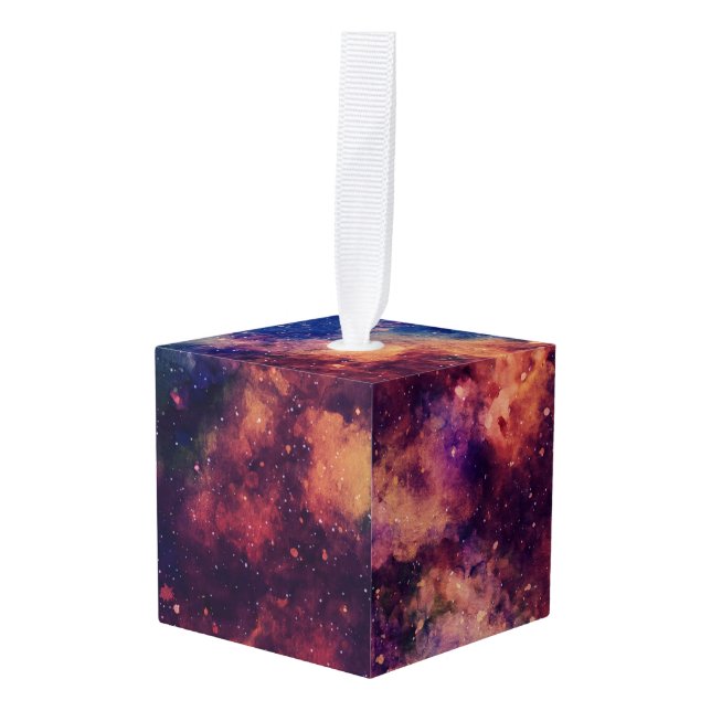 Outer Space, Men Women & Kids, Stars, Universe Cube Ornament (Front Angled)