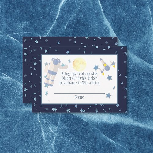 Outer Space Midnight Diaper Raffle  White Enclosure Card