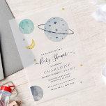 Outer Space Modern Baby Shower Vellum Invitations<br><div class="desc">Baby Shower Outer Space Planet Invitation. This cute and nerdy baby shower invitation is great for organizing an outer space theme party for the mom-to-be. Add the details to the card by clicking on the "Personalize" button.</div>