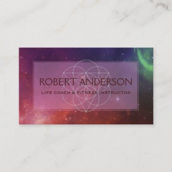 Outer Space Modern Sacred Geometry | New Age Business Card by keyandcompass at Zazzle