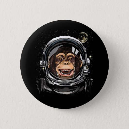 Outer Space Monkey Astronaut Wild Zoo Animal Face  Button