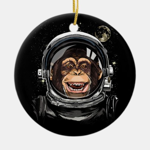 Outer Space Monkey Astronaut Wild Zoo Animal Face  Ceramic Ornament