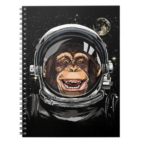 Outer Space Monkey Astronaut Wild Zoo Animal Face  Notebook