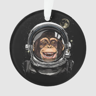 Outer Space Monkey Astronaut Wild Zoo Animal Face Ornament