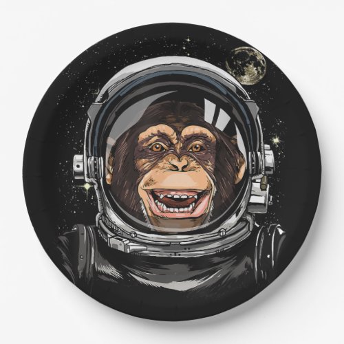 Outer Space Monkey Astronaut Wild Zoo Animal Face  Paper Plates