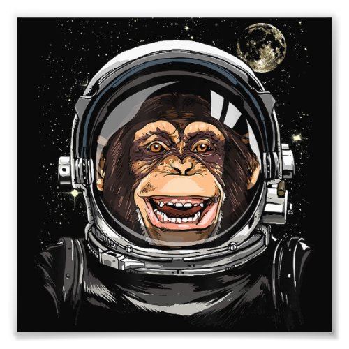 Outer Space Monkey Astronaut Wild Zoo Animal Face  Photo Print