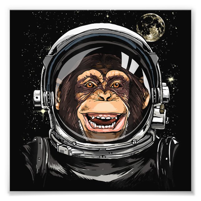 Outer Space Monkey Astronaut Wild Zoo Animal Face  Photo Print (Front)