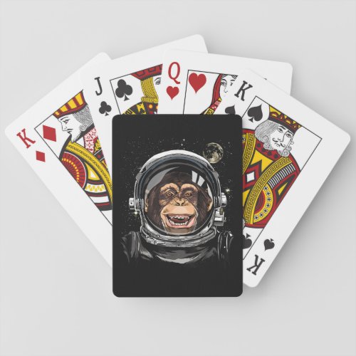 Outer Space Monkey Astronaut Wild Zoo Animal Face  Playing Cards
