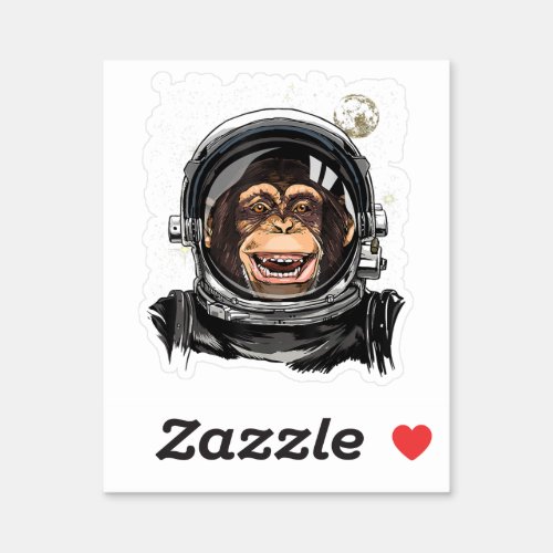 Outer Space Monkey Astronaut Wild Zoo Animal Face  Sticker