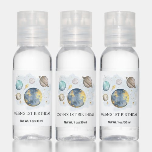 Outer Space Moon Stars Galaxy Birthday Favors Hand Sanitizer