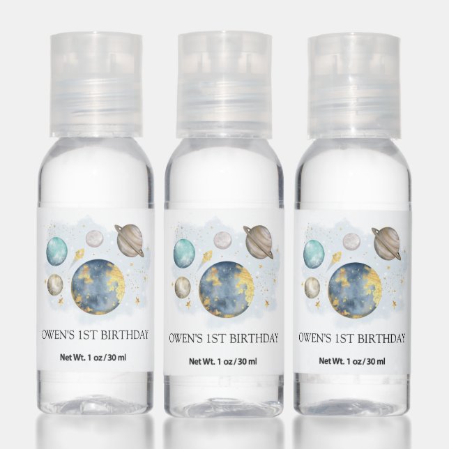 Outer Space Moon Stars Galaxy Birthday Favors Hand Sanitizer (Set)