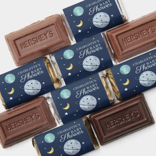 Outer Space Moon Stars Script Baby Shower Hersheys Miniatures