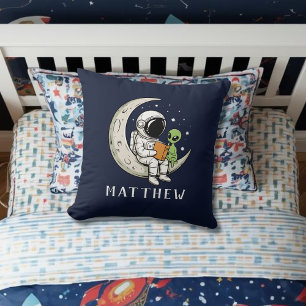 Outer Space Navy Blue Kid's Room Throw Pillow