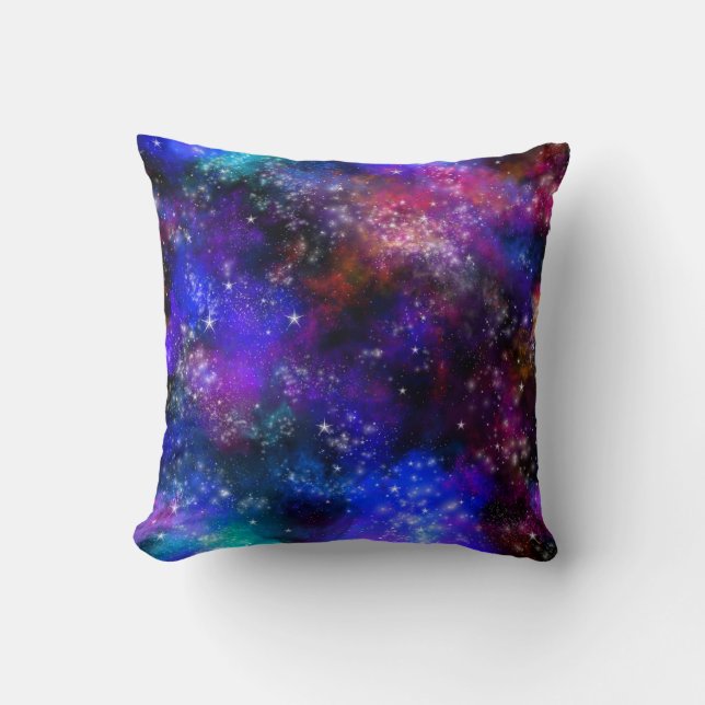Outer Space Nebula and Stars Throw Pillow (Front)