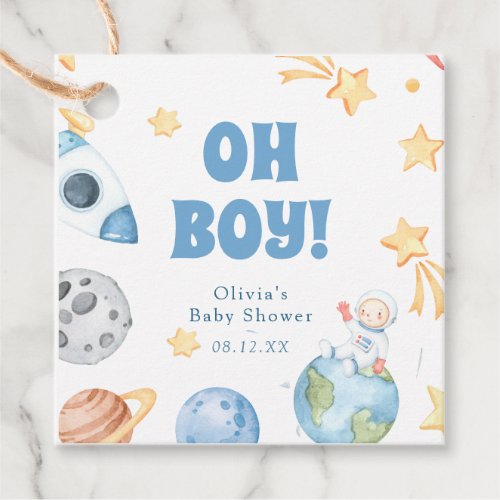 Outer Space Oh Boy Baby Shower Thank You Favor Tags