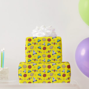 Outer Space on Bright Yellow Wrapping Paper