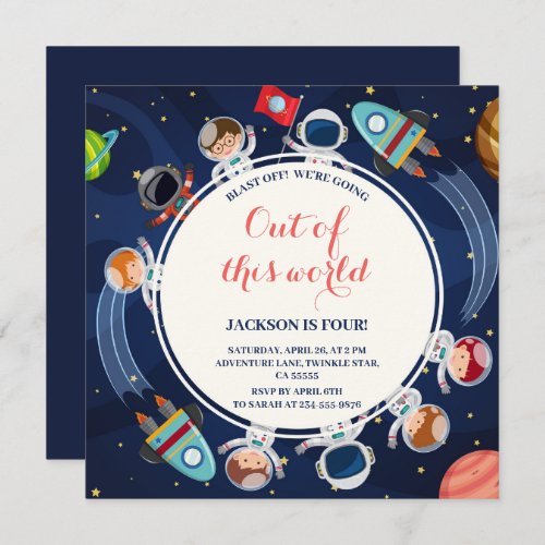 Outer Space Out of This World Birthday Party Invitation