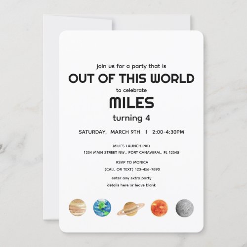 Outer Space _ Out of this World Kids Birthday Invitation