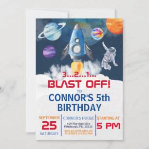 Outer space Party Astronaut Birthday  Invitation