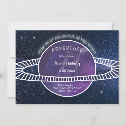Outer Space Party Invitation  Planet
