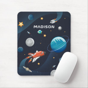 Outer Space Pattern Galaxy Rocket Shuttle Mouse Pad