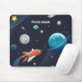 Outer Space Pattern Galaxy Rocket Stars Shuttle Mouse Pad